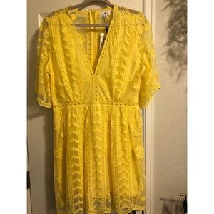 Socialite Yellow Lace Mini Dress - Size XXL -